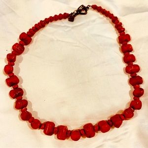 SILPADA Genuine 18" Coral Beaded Necklace Sterling Silver Toggle clasp